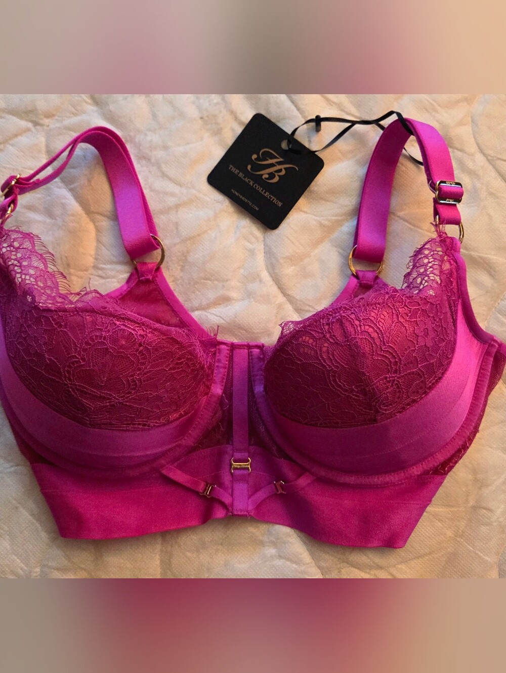NWT Honey Birdette Belinda Hot Pink Bra - US 32G (Discontinued & Sold Out!)